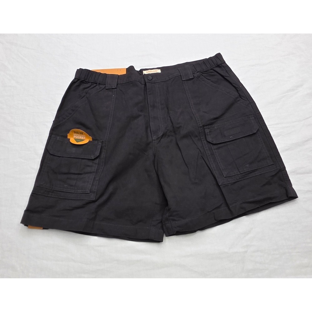 Savane Mens Hiking Shorts Size 40 Dark Grey Cotton Cargo Elastic Waist NWT